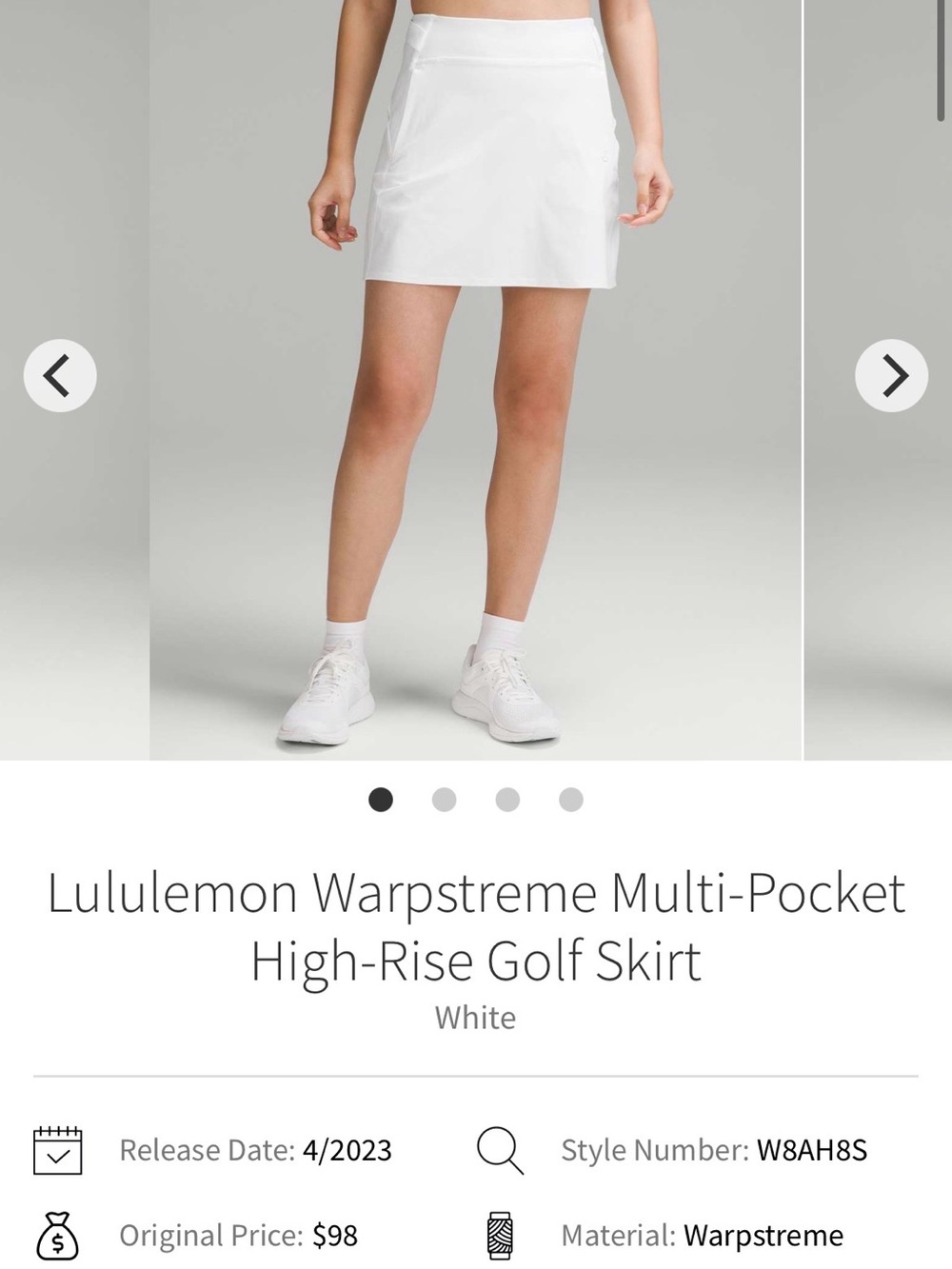 Lululemon warpstreme multi-pocket high-rise golf skirt